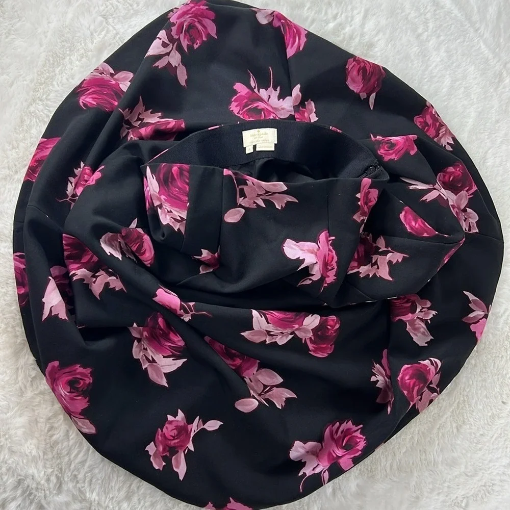 Kate Spade NY Painterly Rose A Line Skirt 2 Fit Flare Pockets Classic Lined Read